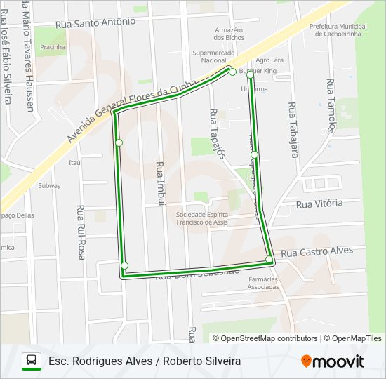 Mapa da linha C10 ESCOLAR de ônibus