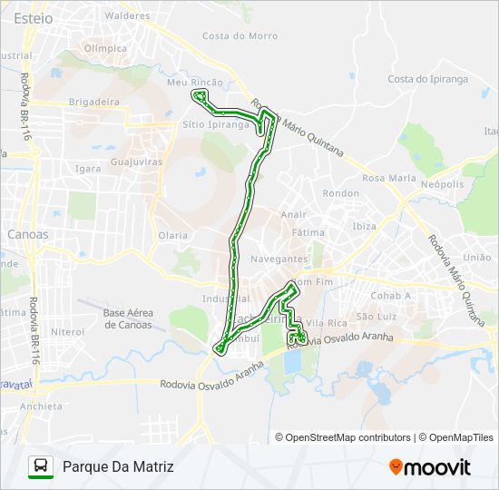 Mapa da linha C1 PARQUE DA MATRIZ de ônibus