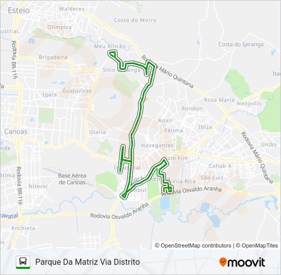 Mapa da linha C1 PARQUE DA MATRIZ de ônibus