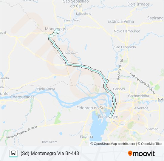 Mapa da linha N700 MONTENEGRO / PORTO ALEGRE de ônibus