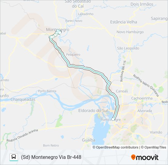 Mapa da linha N700 MONTENEGRO / PORTO ALEGRE de ônibus
