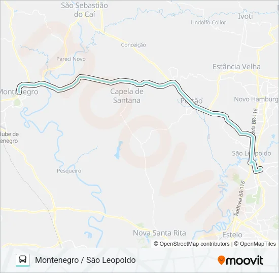 R272 MONTENEGRO / SÃO LEOPOLDO Bus Line Map