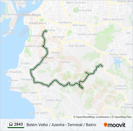 Mapa da linha 2843 de ônibus