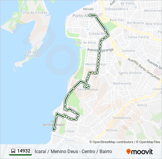 Mapa da linha 14932 de ônibus