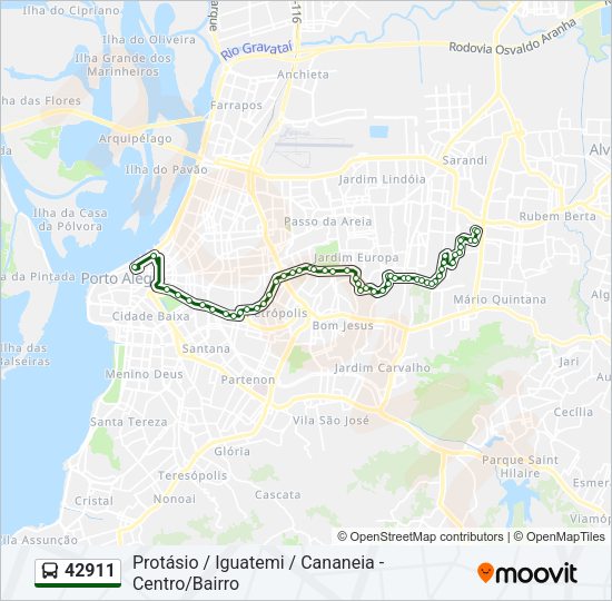 Mapa da linha 42911 de ônibus