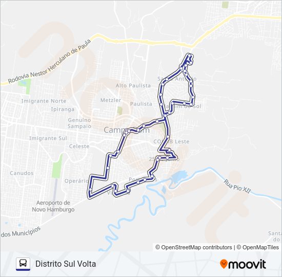 Mapa da linha L9 DISTRITO SUL de ônibus