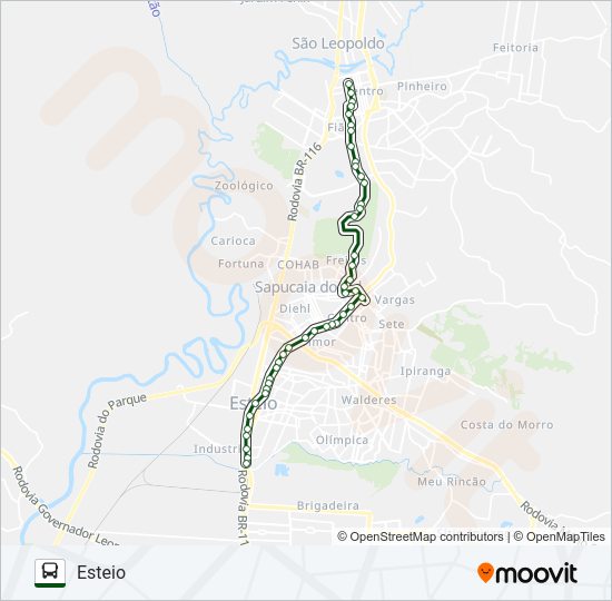 Mapa da linha R212 ESTEIO / SÃO LEOPOLDO de ônibus