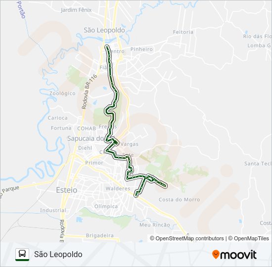 Mapa da linha R222 PASQUALINI / SÃO LEOPOLDO de ônibus