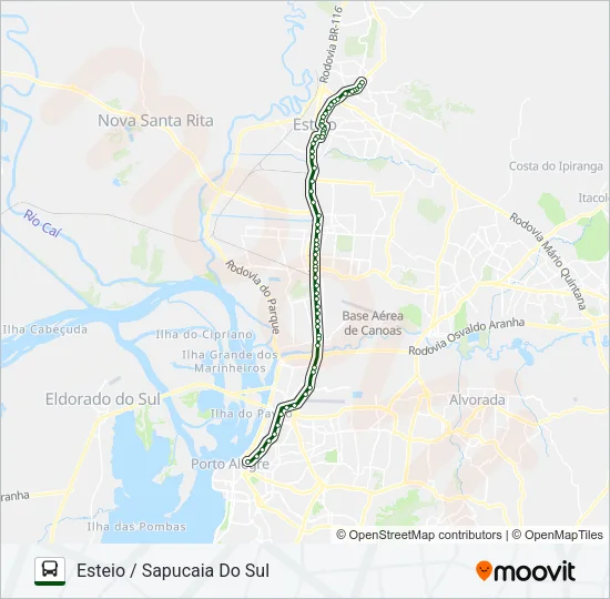 N340 SAPUCAIA DO SUL / PORTO ALEGRE Bus Line Map