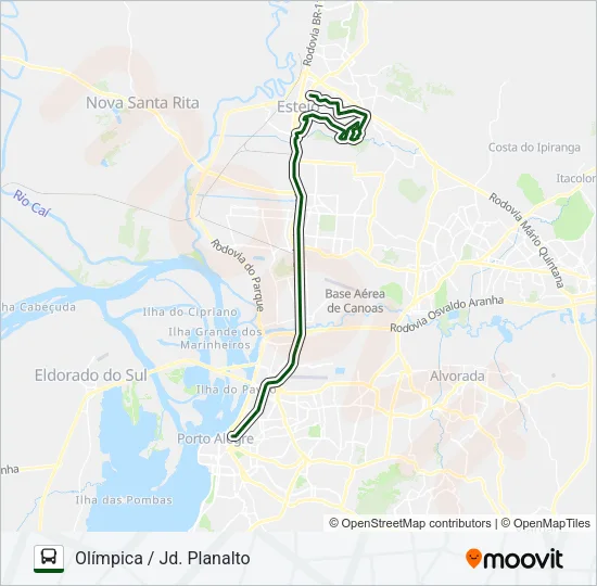 N221 ESTEIO / PORTO ALEGRE - SEMIDIRETO Bus Line Map