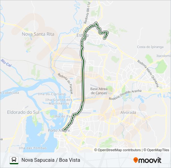 Mapa da linha N320 BOA VISTA / PORTO ALEGRE - SEMIDIRETO de ônibus