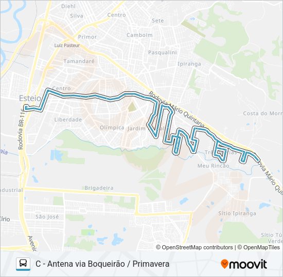 Mapa da linha E04 LINHA 4 - ANTENA de ônibus