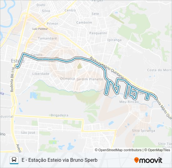 Mapa da linha E04 LINHA 4 - ANTENA de ônibus
