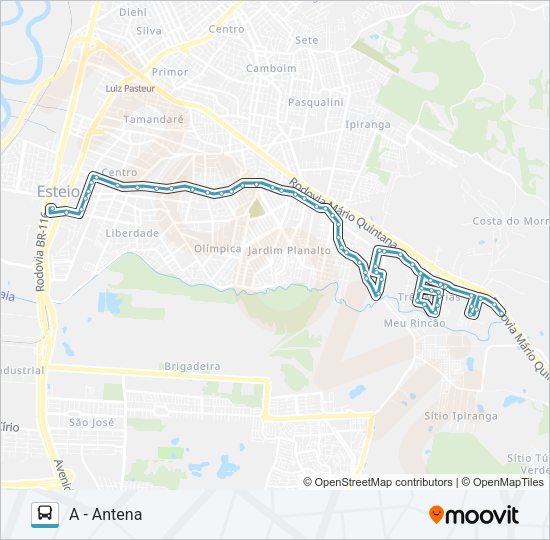 Mapa da linha E04 LINHA 4 - ANTENA de ônibus