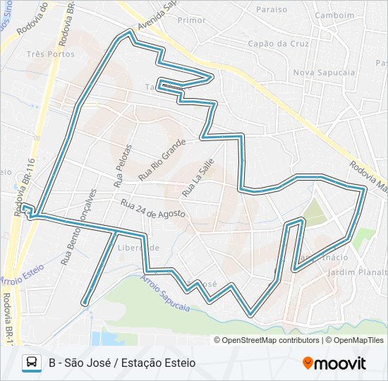 Mapa da linha E08 LINHA 5 - SÃO JOSÉ de ônibus