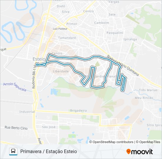 Mapa da linha E05 LINHA 2 - PRIMAVERA de ônibus