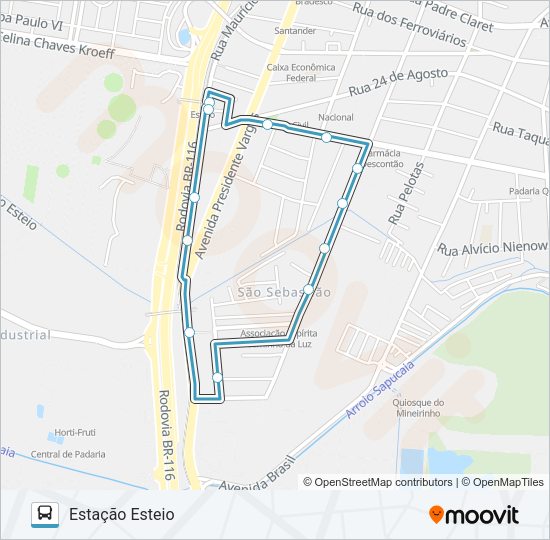 Mapa da linha E07 LINHA 3 - MORADA II de ônibus