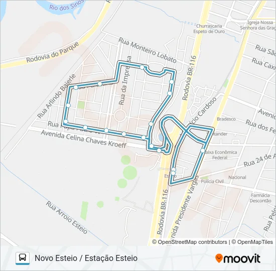 E15 NOVO ESTEIO - CIRCULAR Bus Line Map
