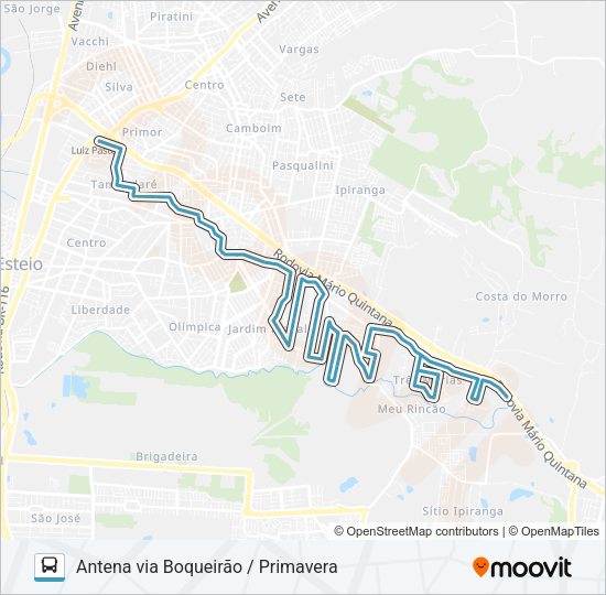 Mapa da linha E16 LINHA 7 - AUGUSTO MEYER de ônibus