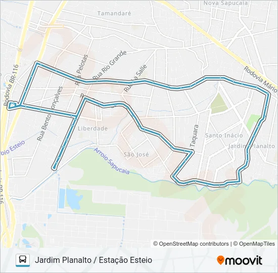 E03 LINHA 1 - JARDIM PLANALTO Bus Line Map