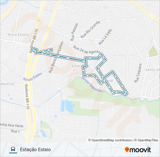 Mapa da linha E14 MUNICIPAL 8 - VILA ESPERANÇA de ônibus