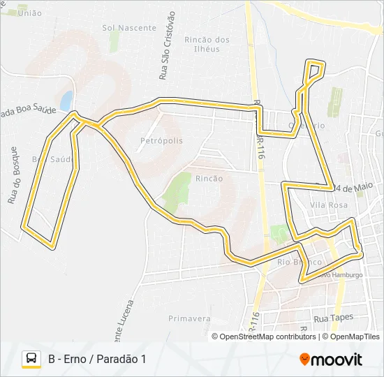 O14 ERNO Bus Line Map