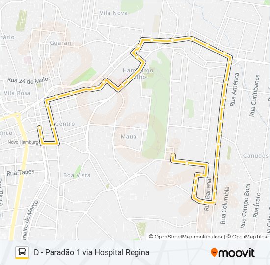 Mapa da linha L55 CASCA de ônibus