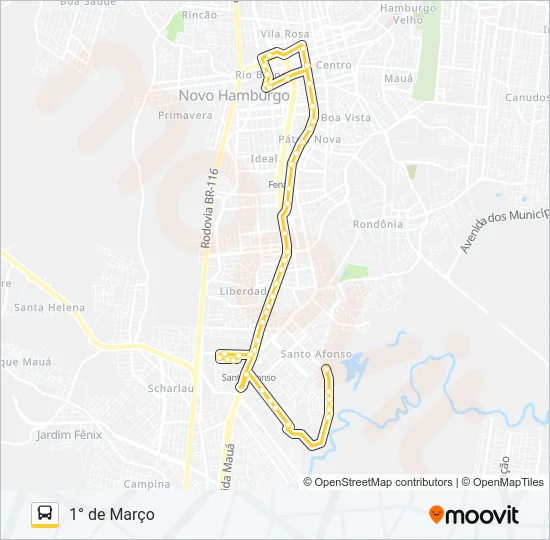 S19 1° DE MARÇO Bus Line Map