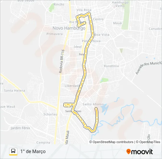 S19 1° DE MARÇO Bus Line Map