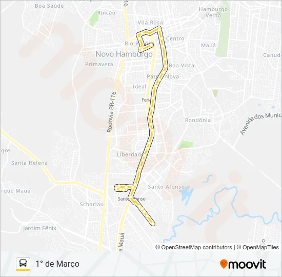 S19 1° DE MARÇO Bus Line Map