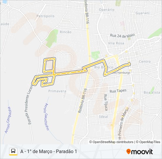 Mapa da linha O12 OSVALDO CRUZ de ônibus