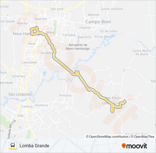 Mapa da linha S15 LOMBA GRANDE de ônibus