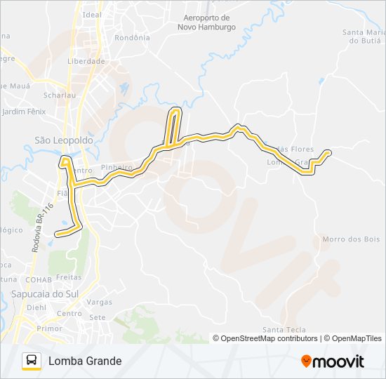 Mapa da linha S15 LOMBA GRANDE de ônibus