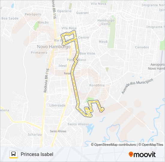 Mapa da linha S18 PRINCESA ISABEL de ônibus