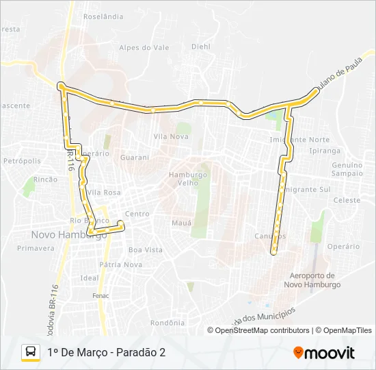 T04 RS-239 VIA BR-116 Bus Line Map