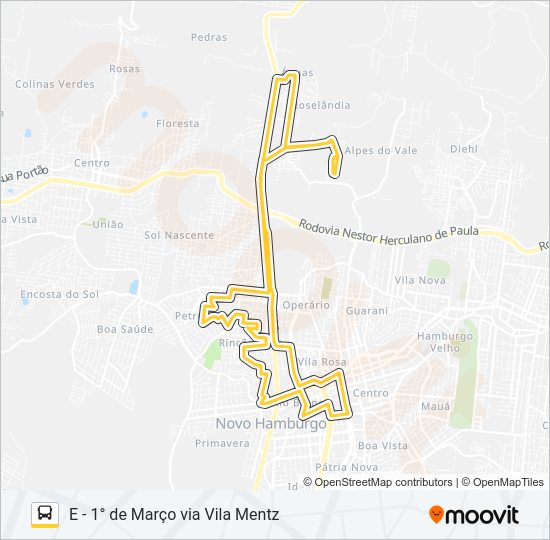 Mapa da linha N13 RINCÃO - ROSELÂNDIA de ônibus