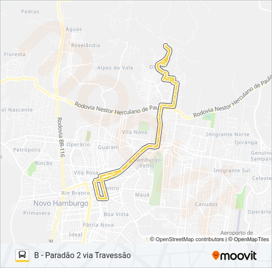 Mapa da linha N53 REDENTORA / PEDREIRA de ônibus