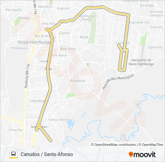 T03 CANUDOS / SANTO AFONSO Bus Line Map