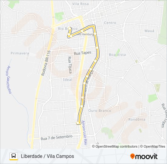 Mapa da linha S11 LIBERDADE / VILA CAMPOS de ônibus