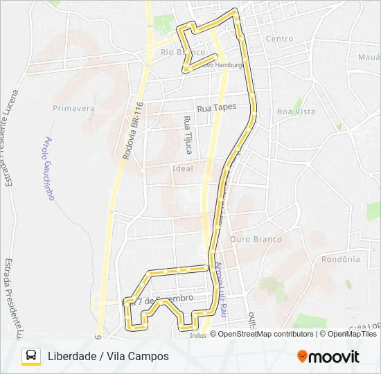S11 LIBERDADE / VILA CAMPOS Bus Line Map