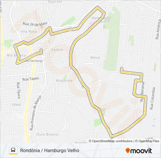 Mapa da linha T01 RONDÔNIA / HAMBURGO VELHO de ônibus