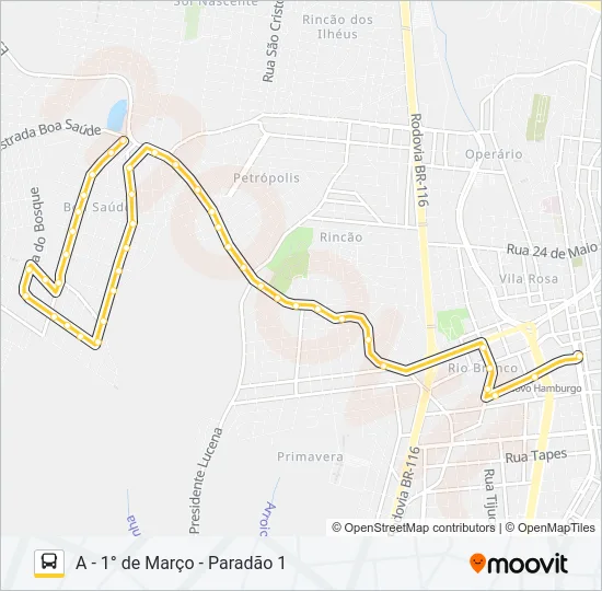O61 BOA SAÚDE / JARDIM LIBERATO Bus Line Map