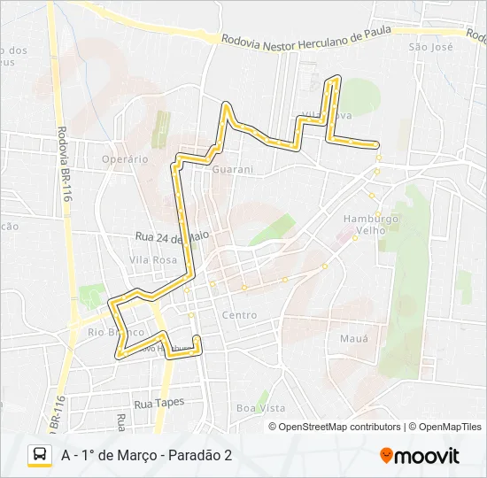 N12 VILA NOVA VIA HAMBURGO VELHO Bus Line Map