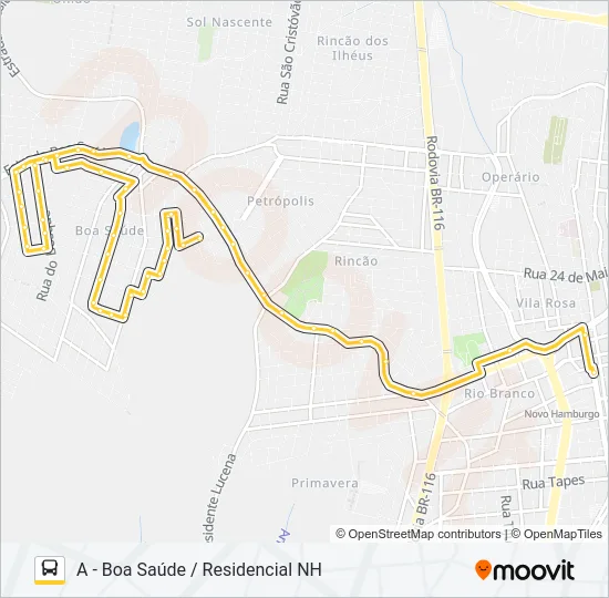 O52 RESIDENCIAL NOVO HAMBURGO / VILA TORRES Bus Line Map