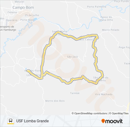 Mapa da linha S55A SÃO JOÃO / SANTA MARIA de ônibus