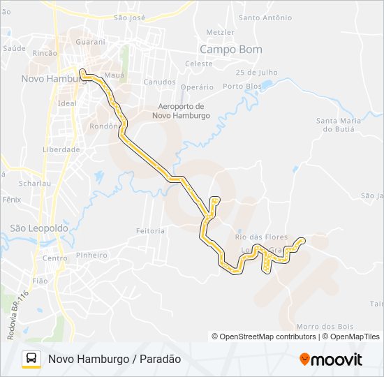 Mapa da linha S16A QUILOMBO de ônibus