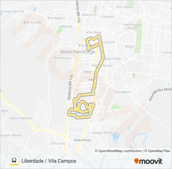 S11A LIBERDADE / VILA CAMPOS Bus Line Map