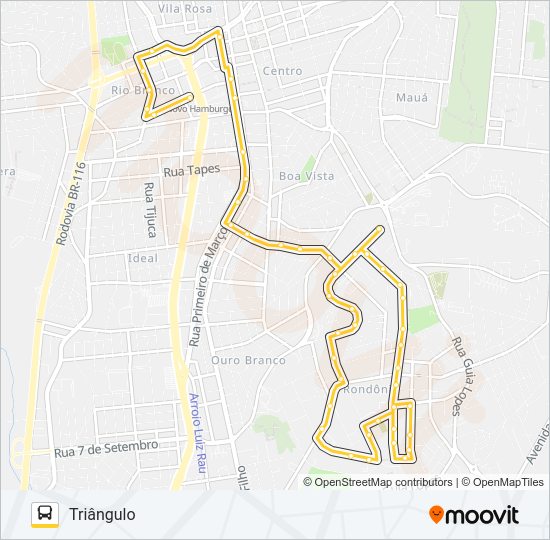 Mapa da linha S12A TRENZINHO / TRAVESSÃO de ônibus