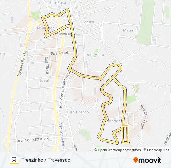 S12A TRENZINHO / TRAVESSÃO Bus Line Map