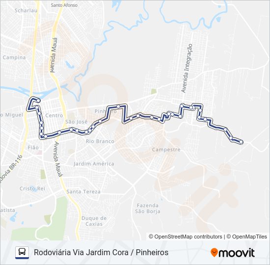 Mapa da linha KILOMBO de ônibus
